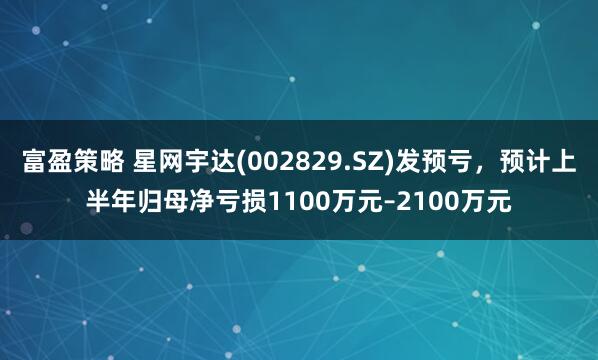 富盈策略 星网宇达(002829.SZ)发预亏，预计上半年归母净亏损1100万元–2100万元